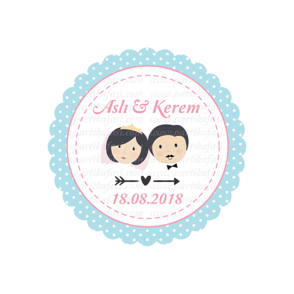 MAVİ PUANTİYELİ DÜĞÜN ETİKETİ